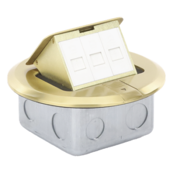 Mini Caja de Piso Redonda / Bronce / 3 Puertos / 0.829 kg / Voz y Datos / Keystone