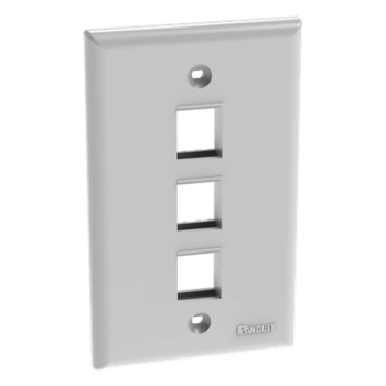 Placa de Pared Vertical / 3 Puertos Keystone / ABS / 69.8 x 114.3 mm / 2.75 x 4.5 pulg. / Blanco