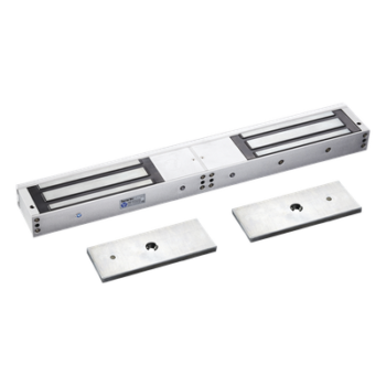 Chapa Magnética Doble para Aplicación en Puertas de Doble Hoja. 1200 lbs(x 2). LED
