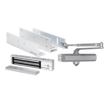Kit Control de Acceso / Chapa Magnética 600 lbs (280 kg) / Brackets L y Z / Cierrapuertas 150 kg / UL