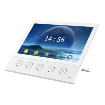 Monitor IP/SIP para interior, Wi-Fi, pantalla táctil de 7", audio de 2 vías, PoE, 8 interfaces de entrada de alarma.