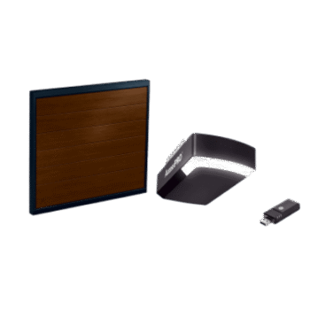 KIT COMPLETO Incluye /Puerta D/ Garage / APDOORB 12x8 Pies / Lisa Linea Central / Imitacion madera / Insulada / Interfase ACCESSWIFI / Motor FS1000M / 1/2HP / Fuerte/Silencioso/Luz LED/Motor DC .