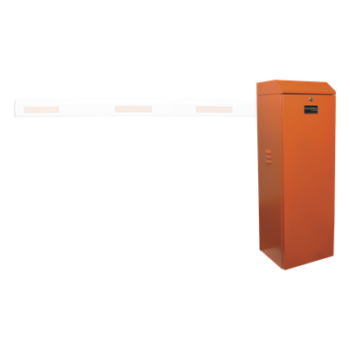Barrera vehicular izquierda / Soporta brazo de hasta 3 m / Apertura en 1.5 s /Final de carrera ajustable por programación / Movimiento fluido / Diseño elegante color naranja