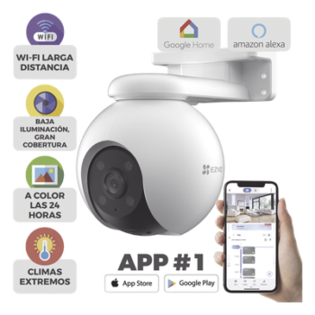 Cámara PT IP / 3K 5 Megapixel / Visión 360° / IR 30 m (98.4 ft) / Color Nocturno / Audio Bidireccional 100 dB / IP65 / Wi-Fi 2.4 GHz
