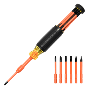 Destornillador Aislado Multiuso / 6 en 1 / Aislamiento 1000V CAT III / Auto-Lock / Cushion-Grip / Almacenamiento Integrado