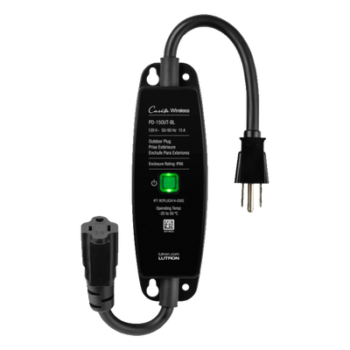 Enchufe inteligente para exteriores de 120 V y 15 A para iluminación y motores de 1/2 HP, con control Pico directo o app y geovallado mediante Smart Bridge, Caseta Wireless