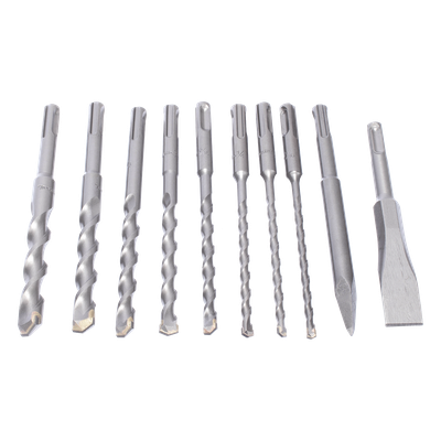 Juego de Brocas y Cincéles SDS PLUS / 10 Piezas / 3/16'' a 9/16'' / 6-1/4'' (158 mm) Largo Estándar