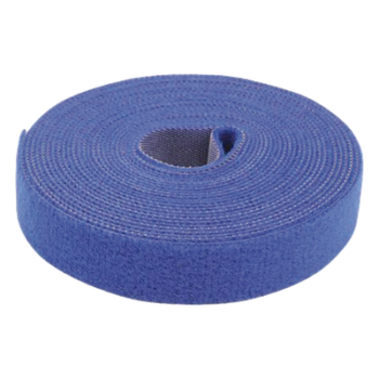 Cinta de Contacto Autoadherente Color Azul / 1.6 cm x 25 metros / Espalda con Espalda (Gancho y Bucle)