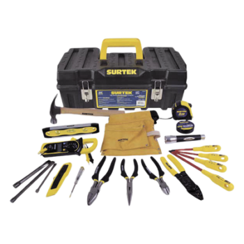 Juego de Herramientas para Electricista / 21 Piezas / Multímetro Digital de Gancho / Destornilladores Aislados 1000V / Caja Plástica 21" (53.3 cm)