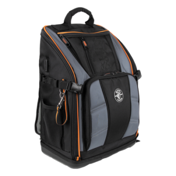 Mochila Profesional para Herramientas / 27 Bolsillos / Base Moldeada Ancha / Interior Naranja / Puerto USB-C / Acceso Estación de Trabajo