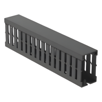 Canaleta Ranurada de PVC con Tapa / Tipo F / 32 mm x 53.8 mm / 2 m (6.56 ft) / Gris