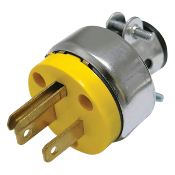 Clavija Blindada con Abrazadera Aterrizada / 15 A / 125 V / 50/60 Hz / ABS-Metal / 37 mm / Amarillo