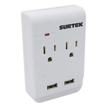 Multicontacto / 2 Salidas AC Aterrizadas / 2 Puertos USB / 15A / 300J / 4.57 x 3.78 x 1.10 pulgadas