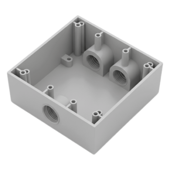 Caja Condulet Cuadrada / 3 Bocas 3/4" (19.05 mm) / Aluminio Diecast / Intemperie / Volumen 483.8 cm³