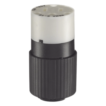 Conector de 15 A 125 V CA/ 2 Polos 3 Hilos/ Grado Industrial/ Color Blanco y Negro/ NEMA 5-15R.