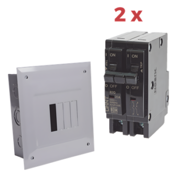 Centro de Carga / 4 Polos Empotrable / 100 A / 2 Interruptores Térmicos 2P 20 A / 10 kA / 120/240 VCA
