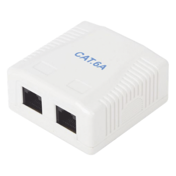 Caja de Pared / 2 Puertos RJ45 / Cat6A UTP / T568A-B / ABS Retardante de Llama