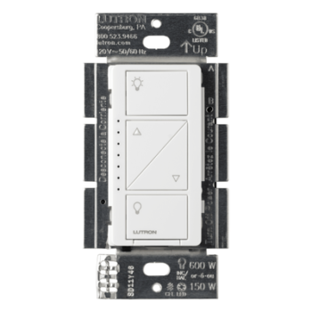 Atenuador de Pared Inteligente / 120 V / LED 250 W / Incandescente-Halógeno 1000 W / MLV 1000 VA / RF 9 m (29.5 ft) a 18 m (59.1 ft) / Neutro Opcional / Pico y Smart Bridge