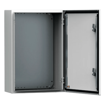 Gabinete de Pared Exterior / IP66 NEMA 4/12/13 / IK10 / Acero 16ga 1.5 mm / 400 x 300 x 210 mm (15.7 x 11.8 x 8.3 in) / Bisagras Ocultas 130° / Platina de Montaje