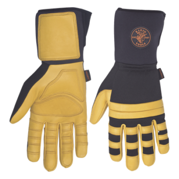 Guantes de Trabajo para Liniero / Cuero Blando / Nudillos Acolchados Doble Fila / Neopreno 4'' (102 mm) / Talla Grande