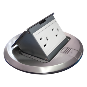 Mini Caja de Piso Redonda / Acero Inoxidable / 2 Contactos / 15 A ANCE / 150x150x70 mm / 0.92 lb / 5.9x5.9x2.8 pulg