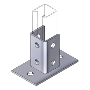 Base de Montaje Cuadrada / 4 Perforaciones / Acero Galvanizado / Perfil Sencillo Industrial