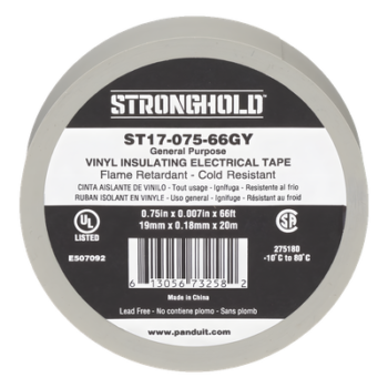 Cinta Aislante Eléctrica / PVC 0.18 mm / 19 mm x 20.12 m (66 ft) / 600V / UL 510 / Gris