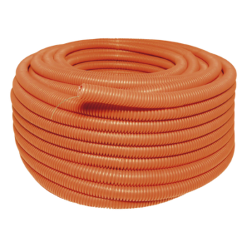 Manguera Poliducto Corrugado Flexible Naranja Reforzado de 1/2" x 100 m Para Instalaciones Eléctricas  /Polietileno Alta Densidad HDPE/ Con guía /Resistente a Intemperie.