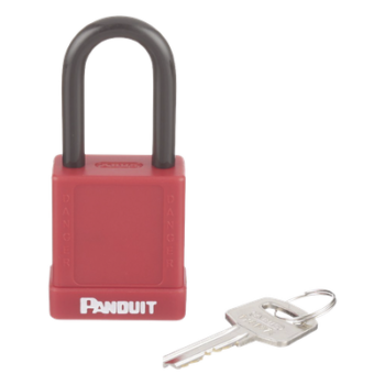 Candado de Bloqueo LOTO / Llave Única / Dieléctrico / Grillete Acero 38.1 mm / Cuerpo Aluminio 45x20x40 mm / Color Rojo