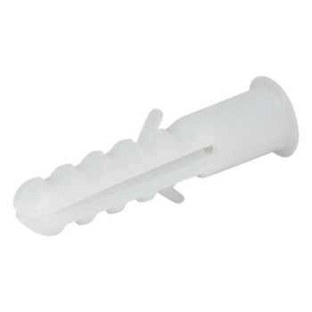 Taquete / #6 / 6 mm (1/4') / Polipropileno de alta resistencia / Bolsa 25 piezas / Blanco
