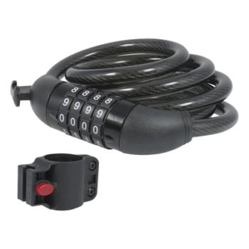 Candado de Cable con Combinación / 4 Pines / 10,000 Códigos / Cable 120 cm (3.9 ft) / Nivel de Seguridad 3 / Acero Trenzado con PVC