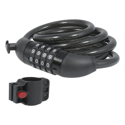 Candado de Cable con Combinación / 4 Pines / 10,000 Códigos / Cable 120 cm (3.9 ft) / Nivel de Seguridad 3 / Acero Trenzado con PVC