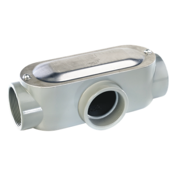 Caja de Registro Ovalada / Tipo T / 1 1/4" (31.8 mm) / Aluminio Die-Cast / NPT Conduit Rígido / Hermética 90°