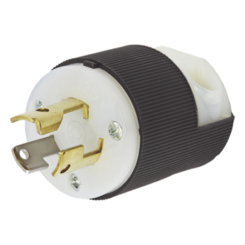 Clavija Industrial con Bloqueo de Media Vuelta / 15 A 125 V CA / 2 Polos 3 Hilos / NEMA L5-15P / -40°C a 75°C / 2.00 in x 1.53 in