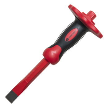 Cincel de Punta Plana / 19x16x250 mm / Protección para Manos / Acero Cr-V Forjado / Empuñadura PP+TPR
