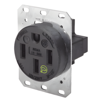 Receptáculo Industrial / 50 A / 125/250 V CA / 3 Polos 4 Hilos / NEMA 14-50R / IP20 / -40°C a 75°C