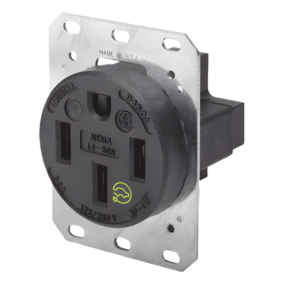 Receptáculo Industrial / 50 A / 125/250 V CA / 3 Polos 4 Hilos / NEMA 14-50R / IP20 / -40°C a 75°C