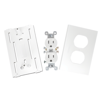 Contacto eléctrico doble, soporte y tapa color blanco de PVC auto extinguible,  para canaleta TEK100 (5591-10200)