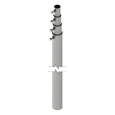 Mástil Telescópico / 12 m (39.4 ft) / 4 Secciones / Carga 6 kg / Diámetro Antena 25 cm / Calibre 20 Galvanizado