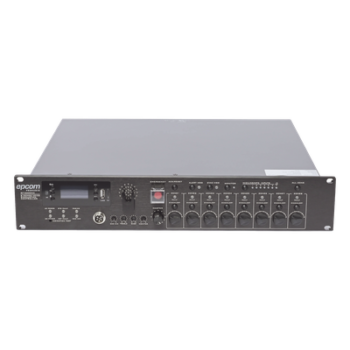 Controlador de Evacuación por Voz / Amplificador 500 W / 8 Zonas Independientes / Expansible a 128 Zonas / Salida 100 V / Reproductor MP3 / Radio FM