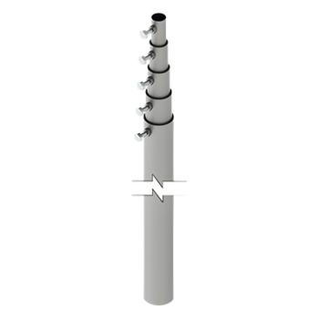 Mástil Telescópico / 15 m (49.2 ft) / 5 Secciones Concéntricas / Tubo Galvanizado Calibre 20 / Carga Máxima 6 kg / Resistencia Viento 70 km/h