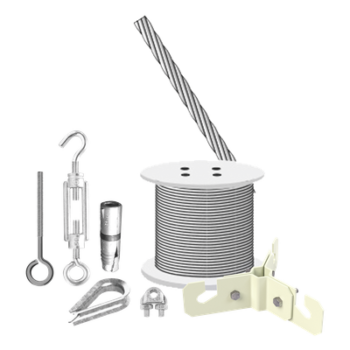 Kit de Sujeción de Mástil a Piso de Concreto / 3 m (9.8 ft) / Retenida 7 Hilos 1/8 / Tensor Gancho-Argolla / Taquetes Expansivos 3/8