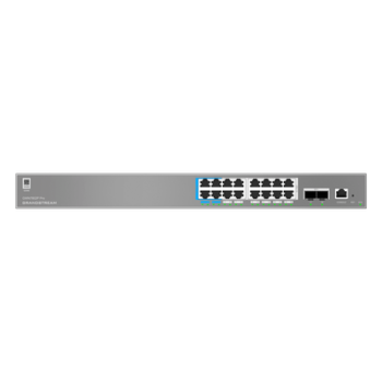 Switch Empresarial L2++ / 16 Puertos Gigabit PoE++ 250W / 2 Puertos SFP+ 10G / Switching 72 Gbps / Gestión Cloud y Local / VLAN 4K / QoS Avanzado