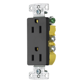 Contacto Duplex Decorador 15A 125V / 2 Polos 3 Hilos/ Nema5-15R / Color Negro.
