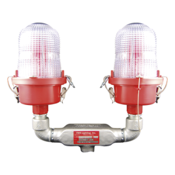 Lámpara de Obstrucción Aeronáutica / Luz Fija Tipo L-810 / Doble LED Rojo / 120-240 Vca / 360° Cobertura Horizontal / IR 850 nm