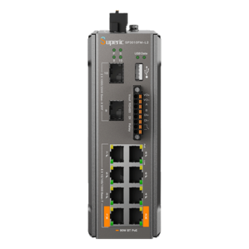 Switch PoE Industrial L2+ / 8 Puertos Gigabit PoE / 2 Puertos SFP 2.5G / 240W PoE Budget / 26Gbps Switching / -40°C~75°C / DIN-Rail