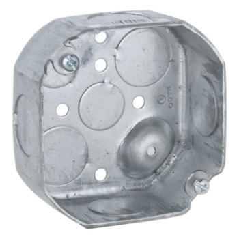 Caja Octagonal de 4" / Profundidad 1 1/2" / 6 Entradas de 3/4", 2 Entradas de 1/2" / Troquelada.