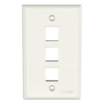 Placa de Pared Vertical / 3 Puertos Keystone / ABS / Blanco Mate / 2.75 x 4.5 pulg.