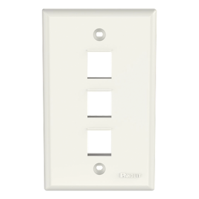 Placa de Pared Vertical / 3 Puertos Keystone / ABS / Blanco Mate / 2.75 x 4.5 pulg.
