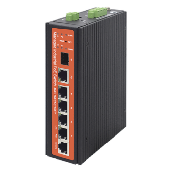 Switch Industrial PoE / 4 Puertos Gigabit / PoE Pasivo 24V / 802.3af/at/bt 60W / SFP / -40°C a 80°C / 6kV / Riel DIN